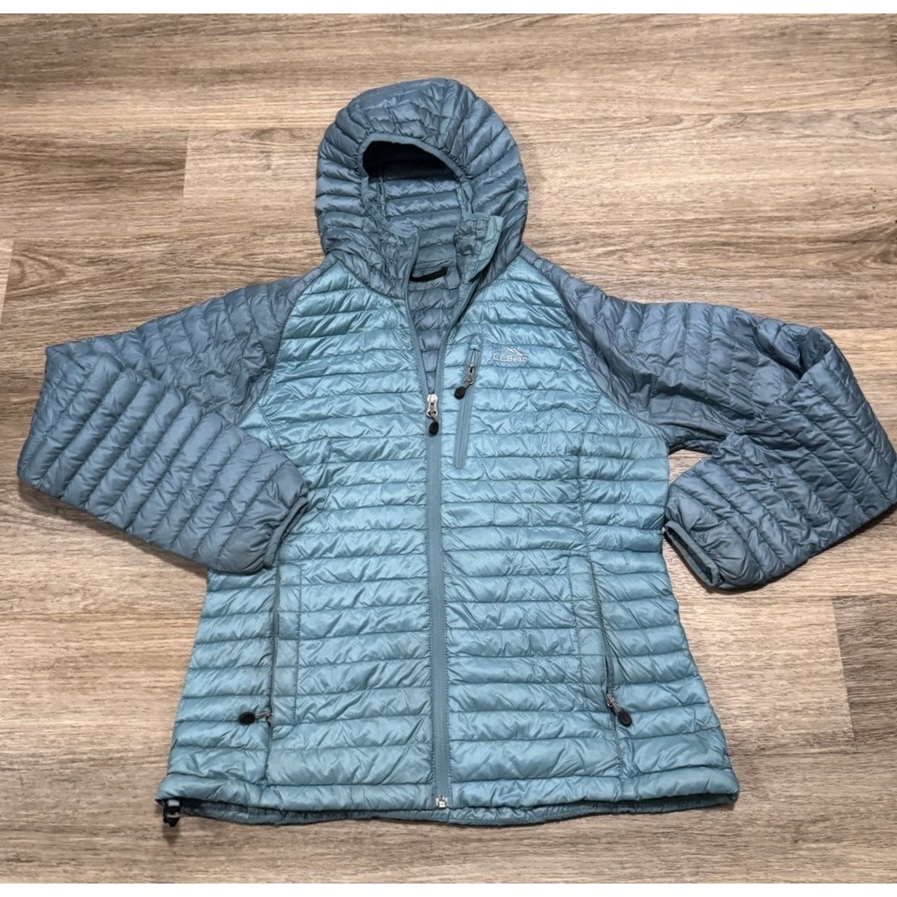 LL Bean Ultralight 850 Goose Down Jacket Womens M Pet Teal Puffer Downtek Pertex